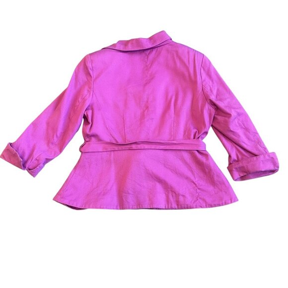 Sandro Sportswear Bold Purple Blazer Button-Down Textured Cotton Size Large - Picture 7 of 11